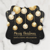 Zwarte en goudkerstsieraden bedankjes labels (Voorkant)