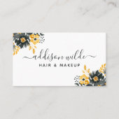 Zwarte en goudkleurige Floral Moderne Waterverf Visitekaartje (Voorkant)