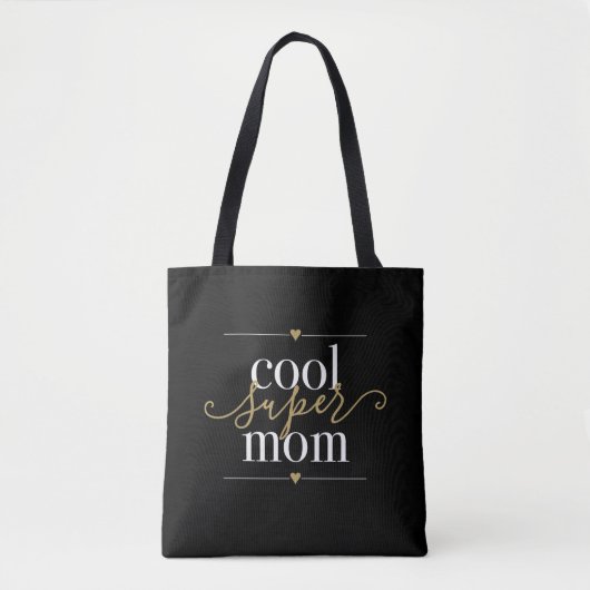 Zwarte en goudkleurige Super Mam Modern Elegant Tote Bag (Voorkant)