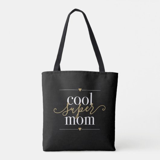 Zwarte en goudkleurige Super Mam Modern Elegant Tote Bag (Achterkant)
