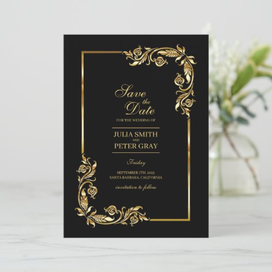  zwarte en goudkoninklijke bewaarder de Datum Kaart (Staand voorkant)