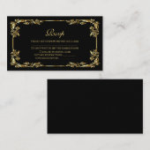 zwarte en goudkoninklijke RSVP-kaart Informatiekaartje (Voorkant / Achterkant)