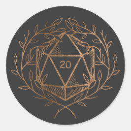 Zwarte en goudlazen D20-ijs Ronde Sticker