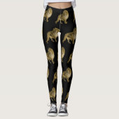 Zwarte en goudleeuwen leggings (Voorkant)