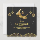 Zwarte en goudlegant Eid Mubarak-Kaart Feestdagenkaart (Voorkant)