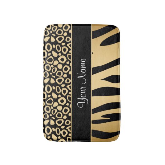 Zwarte en goudluipaard en Zebra Pattern Badmat (Voorkant Verticaal)