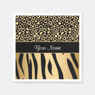 Zwarte en goudluipaard en Zebra Pattern Servetten