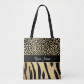 Zwarte en goudluipaard en Zebra Pattern Tote Bag (Voorkant)