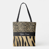 Zwarte en goudluipaard en Zebra Pattern Tote Bag (Achterkant)