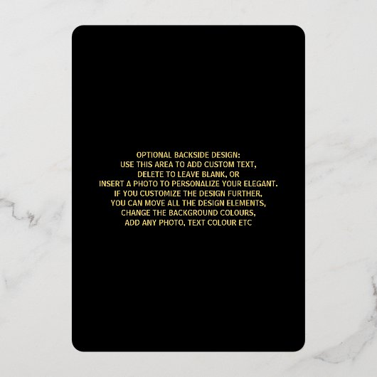 Zwarte en goudluxe Kaart Gold Foil (Achterkant)