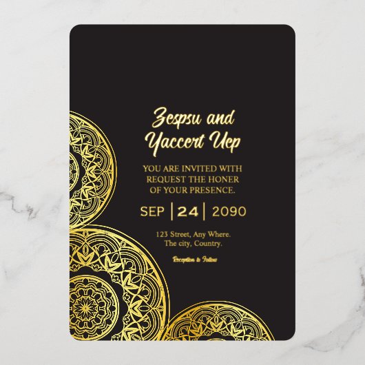 Zwarte en goudluxe Kaart Gold Foil (Voorkant)