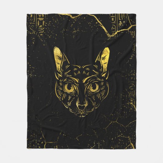 Zwarte en goudlynxkat fleece deken (Voorkant)