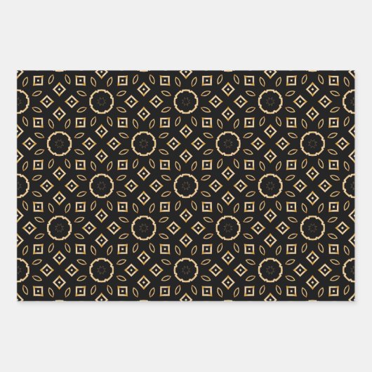 Zwarte en goudmakreelmozaïekpatronen inpakpapier vel (Voorkant)