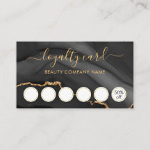 Zwarte en goudmarmer Agate Salon Loyalty-kaart