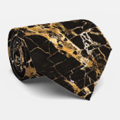 Zwarte en goudmarmer, stropdas (Opgerold)