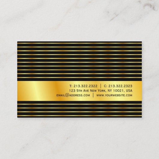 Zwarte en goudmatige elegante Sjabloon Visitekaartje (Achterkant)