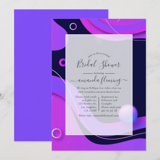 Zwarte en goudmatige geometrische virtuele Shower Kaart (Voorkant / Achterkant)