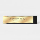 Zwarte en goudmatige luxe Sjabloon Bureau Naambordje (Voorkant)