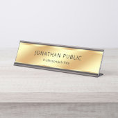 Zwarte en goudmatige luxe Sjabloon Bureau Naambordje (Voorkant)