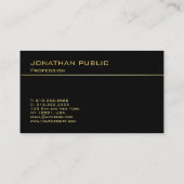 Zwarte en goudmatige monogram elegante Sjabloon Visitekaartje (Achterkant)