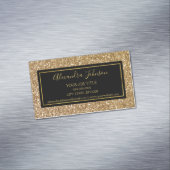 Zwarte en goudmeisjes Sparkle Glitter Salon Magnetisch Visitekaartje (Voorbeeld)