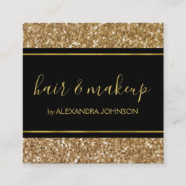Zwarte en goudmeisjes Sparkle Glitter Salon Vierkante Visitekaartje
