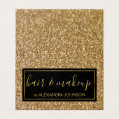 Zwarte en goudmeisjes Sparkle Glitter Salon Visitekaartje (Buitenkant ongevouwen)