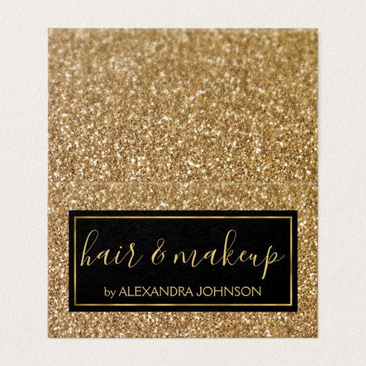 Zwarte en goudmeisjes Sparkle Glitter Salon Visitekaartje (Buitenkant ongevouwen)