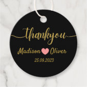 Zwarte en goudmoderne legance bruiloft Hartelijk d Bedankjes Labels (Voorkant)