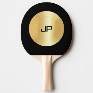Zwarte en goudmonogrammen Elegant Sjabloon Tafeltennisbatje