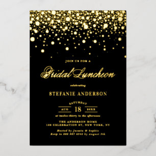 Zwarte en goudolie Confetti Stippen Bridal Luncheo Folie Uitnodiging