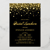 Zwarte en goudolie Confetti Stippen Bridal Luncheo Folie Uitnodiging (Voorkant)