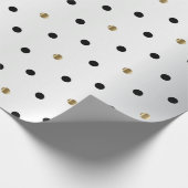 Zwarte en goudpokken op witte vlek cadeaupapier (Hoek)