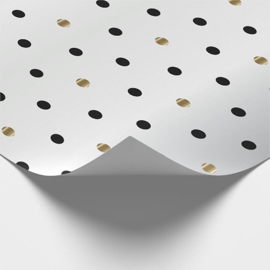 Zwarte en goudpokken op witte vlek cadeaupapier (Hoek)