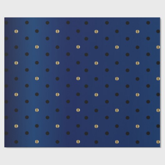 Zwarte en goudpootjes en marineblauw satin cadeaupapier (Vlak)