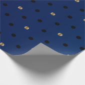 Zwarte en goudpootjes en marineblauw satin cadeaupapier (Hoek)