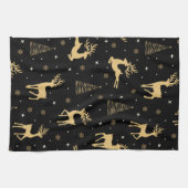 Zwarte en goudrendier theedoek (Horizontaal)
