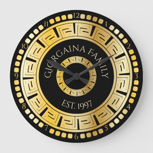Zwarte en goudronde Griekse sleutelnaam Grote Klok (Voorkant)