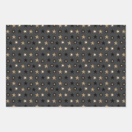 Zwarte en goudScandinavische sterren en Stripes Inpakpapier Vel