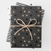 Zwarte en goudScandinavische sterren en Stripes Inpakpapier Vel (In situ)