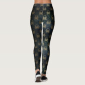 Zwarte en goudschedel en kroesbeenderen Patroonpat Leggings (Achterkant)