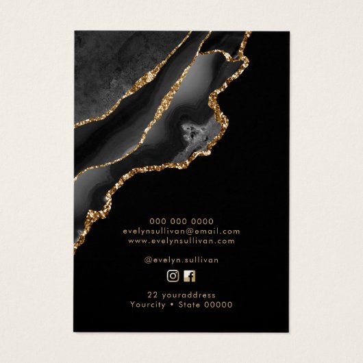 Zwarte en goudsieraden visitekaartje (Achterkant)
