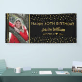 Zwarte en goudsterren 30e verjaardag - Aangepaste  Spandoek (Beurs)