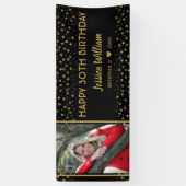 Zwarte en goudsterren 30e verjaardag - Aangepaste  Spandoek (Verticaal)