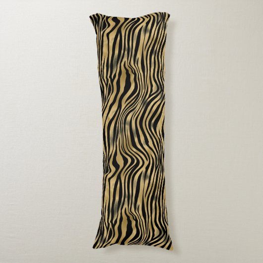 Zwarte en goudtijgerstrepen lichaamskussen (Voorkant Verticaal)