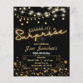 Zwarte en goudverrassing uitnodiging QRcode Flyer (Voorkant)