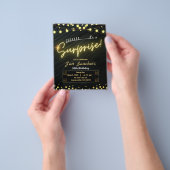 Zwarte en goudverrassing uitnodiging QRcode Flyer (Hand)