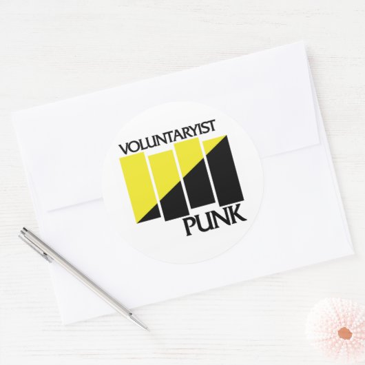 Zwarte en goudvlagbars ronde sticker (Envelop)