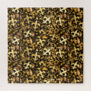 Zwarte en goudvlies de Lis en Football kralen Legpuzzel