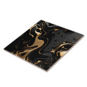 Zwarte en goudvloeibare keramische Tegel Tegeltje (Zijkant)